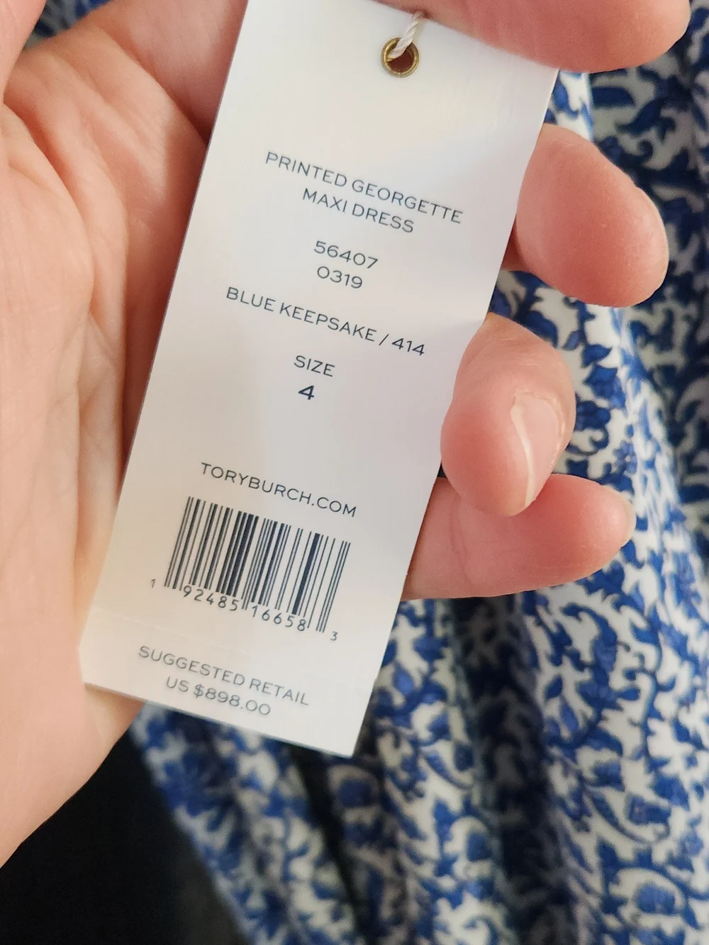 TORY BURCH GEORGETTE MAXI DRESS BLUE KEEPSAKE